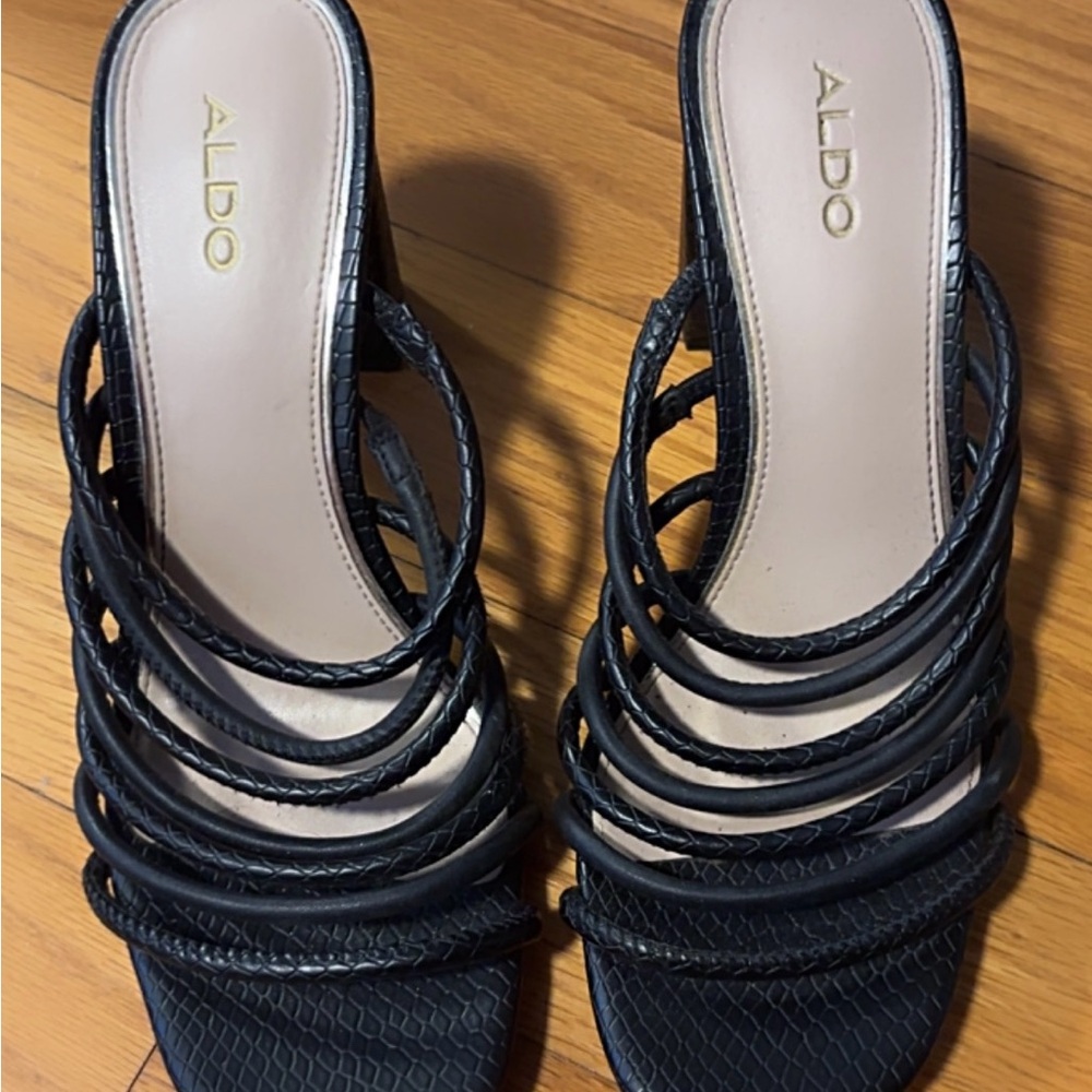 Aldo Elegant Black Strappy Heels